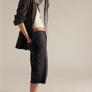 Free People Black Jam Session Denim Bermuda Shorts